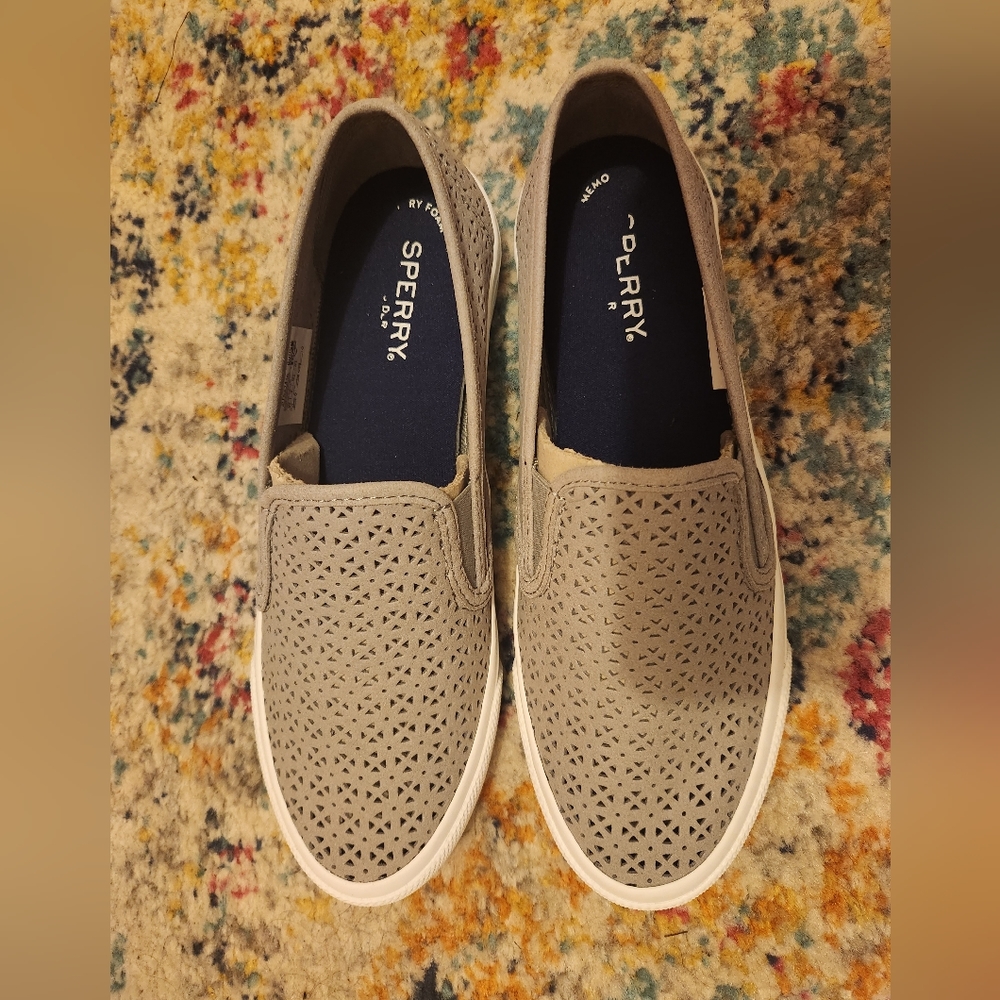 Sperry Slip On Shoes-Gray-8.5